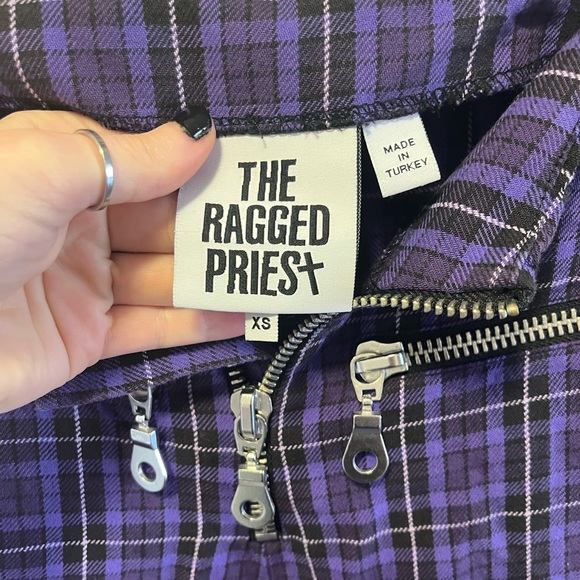 Groovy The Ragged Priest plaid purple flare pants with zippers. - Picture 3 of 4